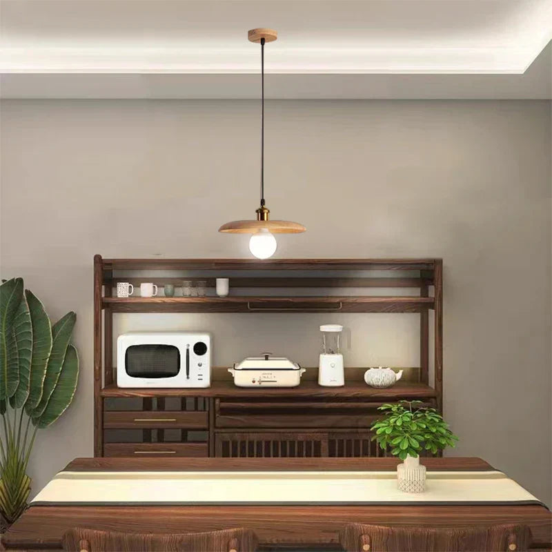 ScandiGlow – Lámpara Colgante de Madera Natural