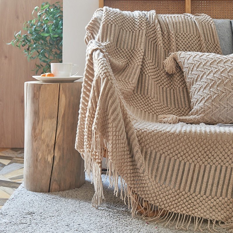 NordicWeave | Cozy Textured Knitted Throw Blanket for Sofa or Bed 1