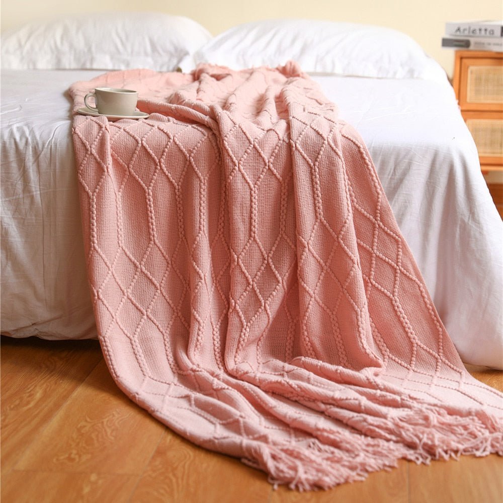 NordicWeave | Cozy Textured Knitted Throw Blanket for Sofa or Bed 11