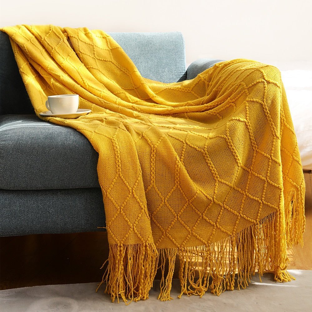 NordicWeave | Cozy Textured Knitted Throw Blanket for Sofa or Bed 12