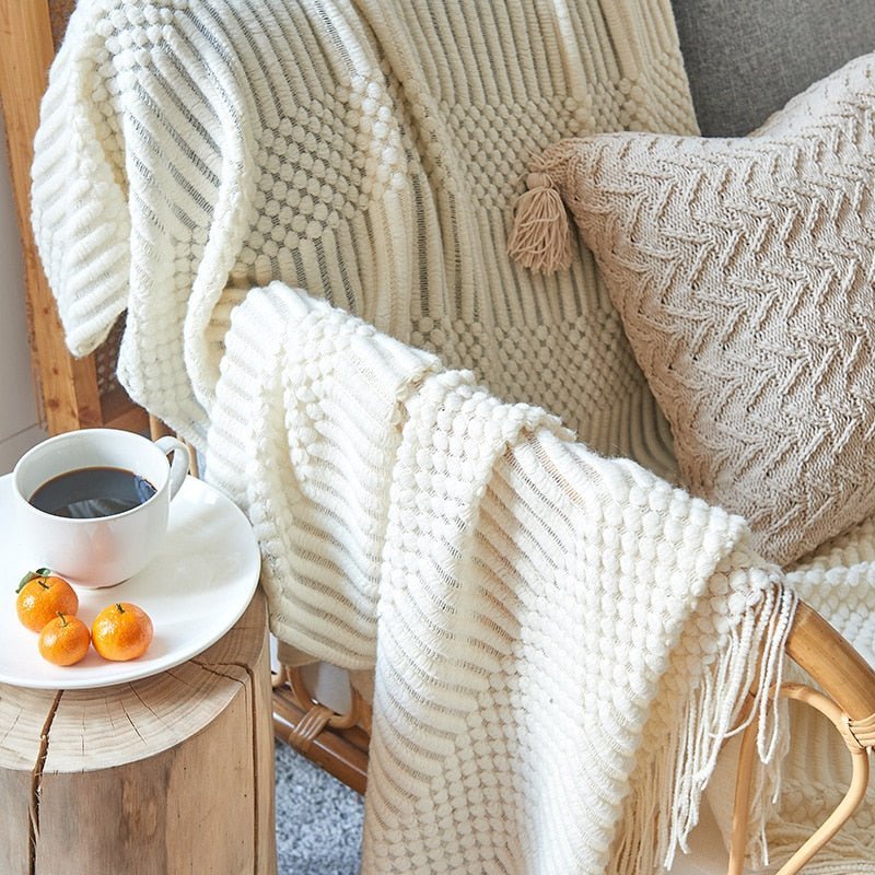 NordicWeave | Cozy Textured Knitted Throw Blanket for Sofa or Bed 2