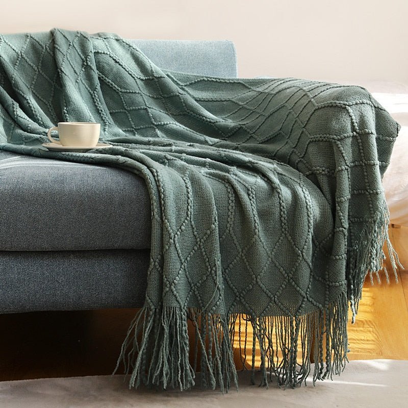 NordicWeave | Cozy Textured Knitted Throw Blanket for Sofa or Bed 22
