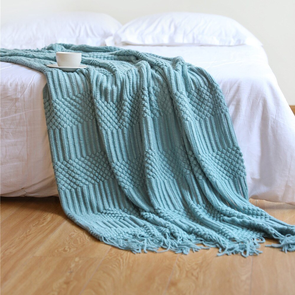 NordicWeave | Cozy Textured Knitted Throw Blanket for Sofa or Bed 27