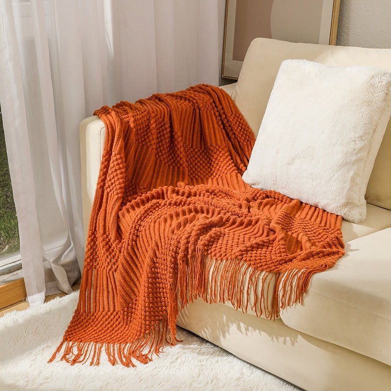 NordicWeave | Cozy Textured Knitted Throw Blanket for Sofa or Bed 28