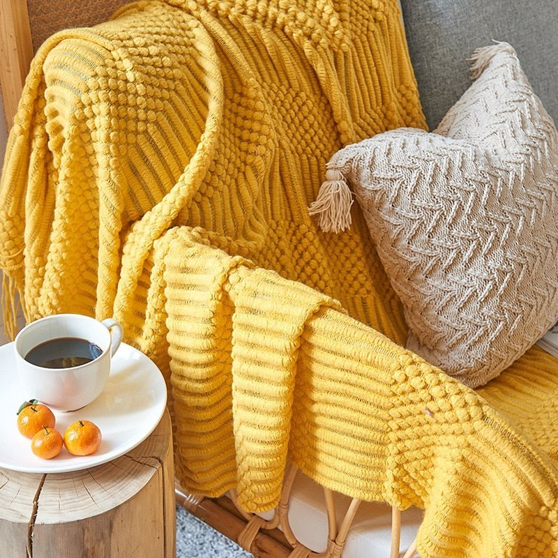 NordicWeave | Cozy Textured Knitted Throw Blanket for Sofa or Bed 7