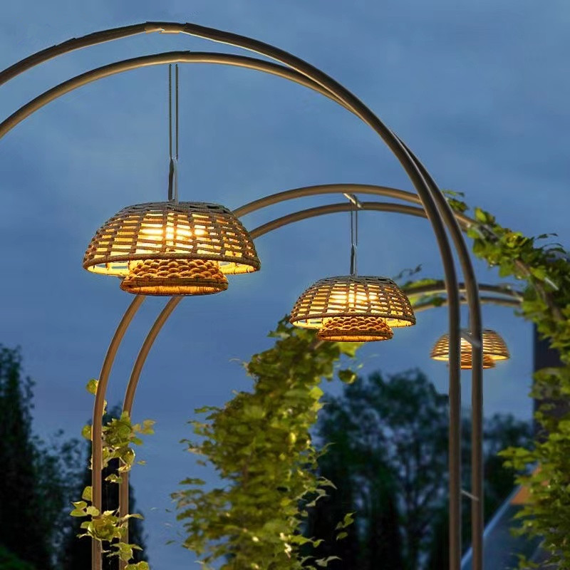 Eco-Friendly Bamboo Outdoor Lamp - Weather-Resistant LED Light Fixture-2
