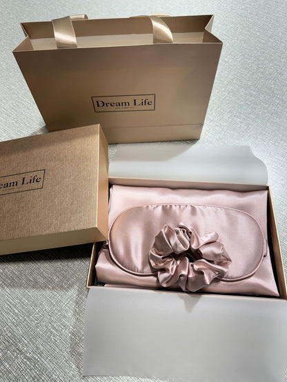 PureSilk - 4-Piece Skin-Friendly Silk Sleep Set (Hidden Zipper Pillowcase)