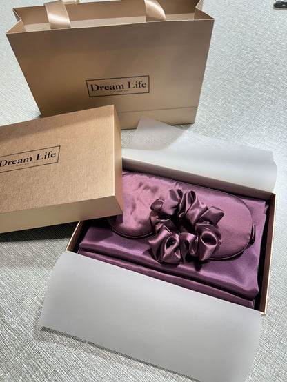 PureSilk - 4-Piece Skin-Friendly Silk Sleep Set (Hidden Zipper Pillowcase)