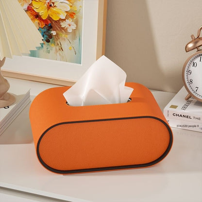 OvalElegance | Stylish Premium Leather Tissue Box for Chic Décor 0
