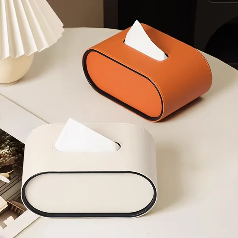OvalElegance | Stylish Premium Leather Tissue Box for Chic Décor 1