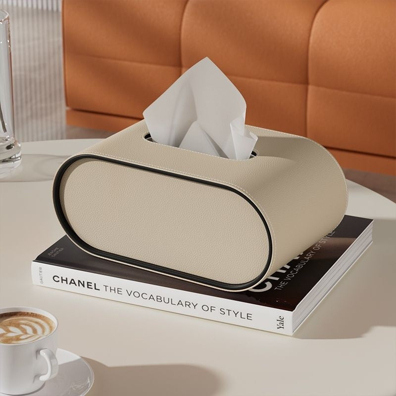 OvalElegance | Stylish Premium Leather Tissue Box for Chic Décor 4