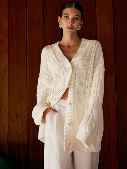 Oversized Cable Knit Outwear 1