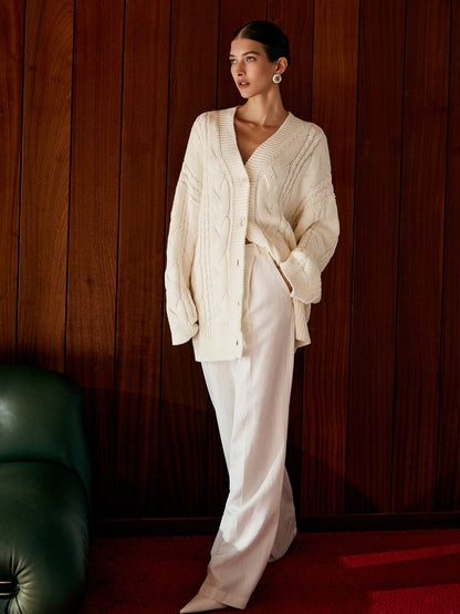 Oversized Cable Knit Outwear 2