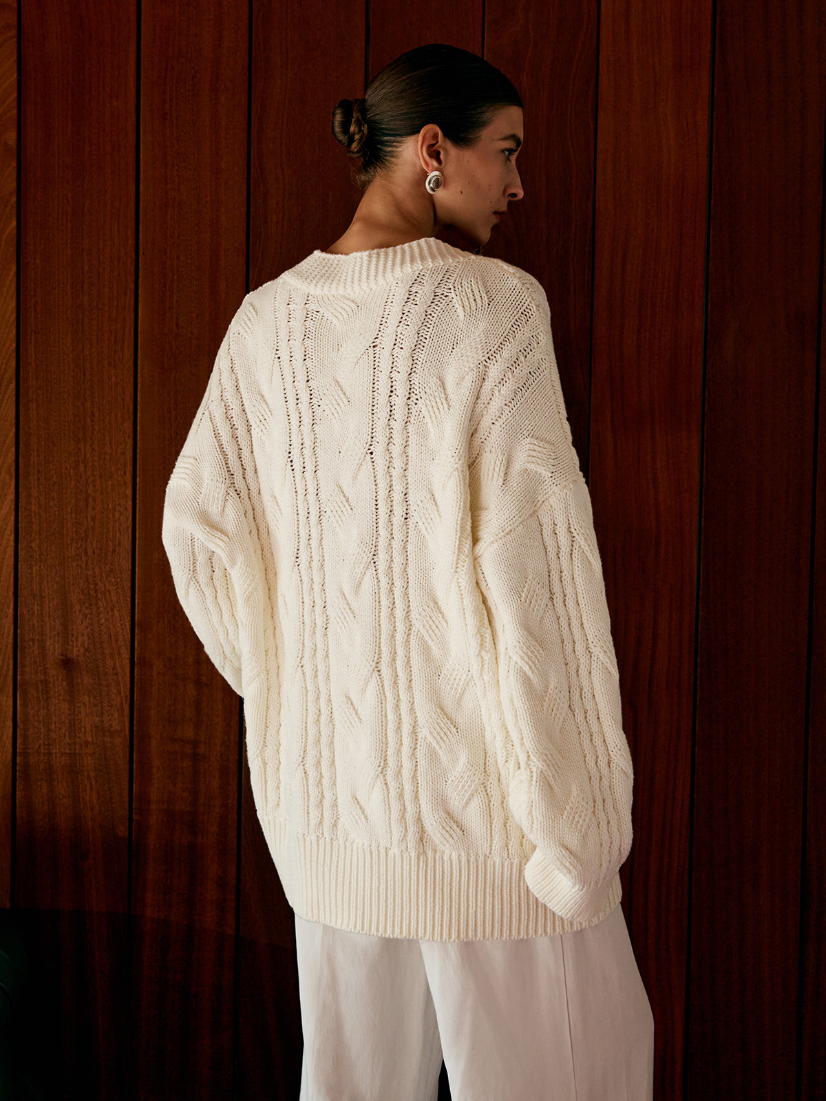Oversized Cable Knit Outwear 6