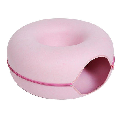 Variant image for Cozy Donut Cat Bed – Plush Material, Anti-Slip Base, 20-Inch Diameter, Ideal for Relaxation and Play-4