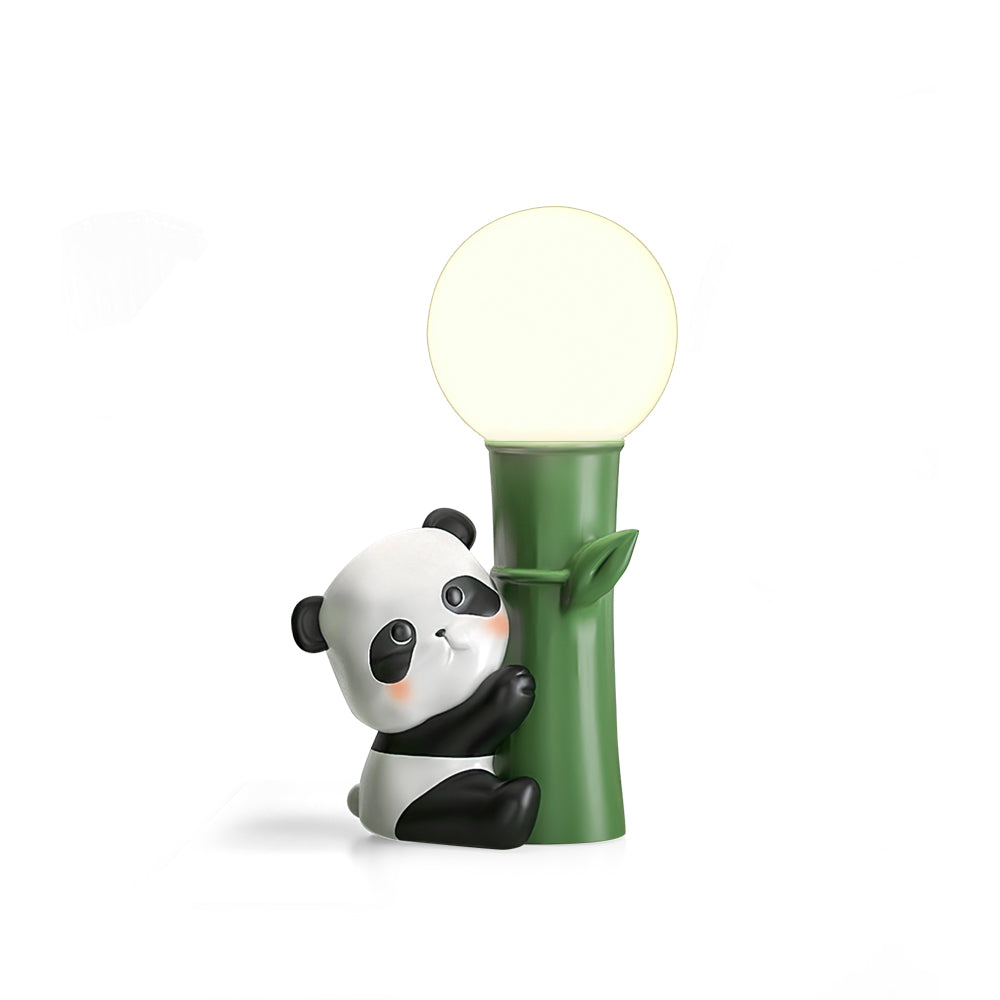 PandaBeam - Lámpara de Mesa con Detalles de Panda e Iluminación Cálida de Bambú