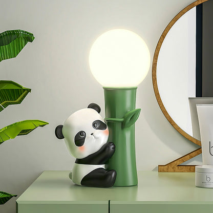 PandaBeam - Lámpara de Mesa con Detalles de Panda e Iluminación Cálida de Bambú