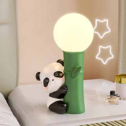 PandaBeam - Lámpara de Mesa con Detalles de Panda e Iluminación Cálida de Bambú