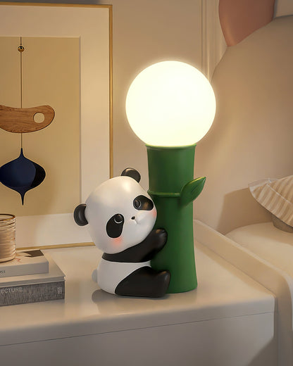 PandaBeam - Lámpara de Mesa con Detalles de Panda e Iluminación Cálida de Bambú