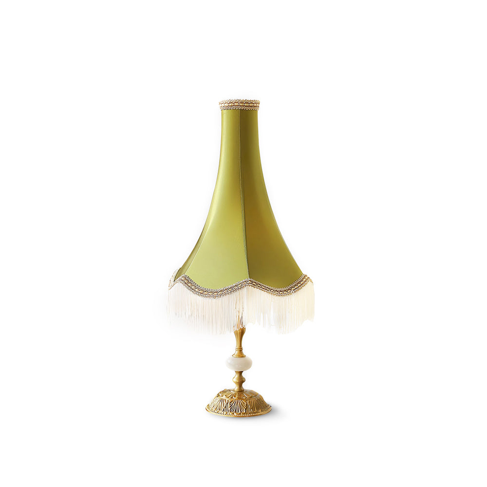 ChicGlow – Marble Footed Table Lamp with Tassel Accents