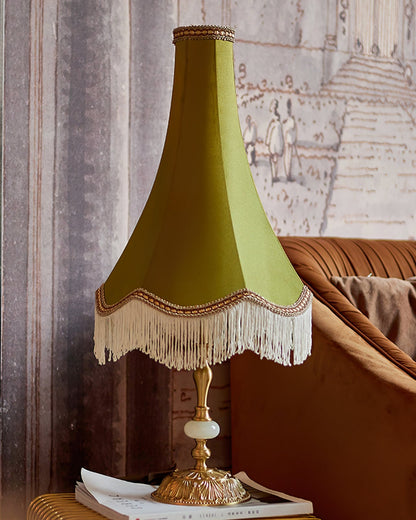 ChicGlow – Marble Footed Table Lamp with Tassel Accents