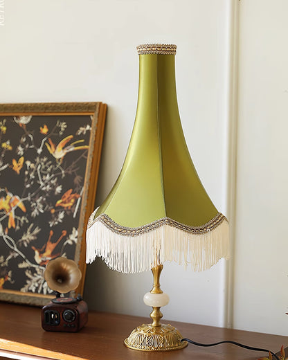 ChicGlow – Marble Footed Table Lamp with Tassel Accents
