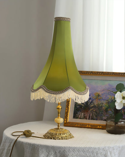 ChicGlow – Marble Footed Table Lamp with Tassel Accents