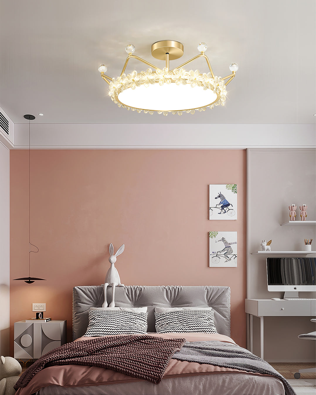 RegalLuxe - Lámpara de Techo con Estilo de Corona y Difusión de Luz Acogedora