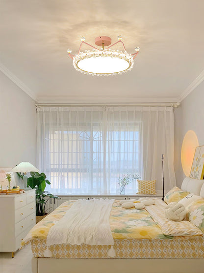 RegalLuxe - Lámpara de Techo con Estilo de Corona y Difusión de Luz Acogedora