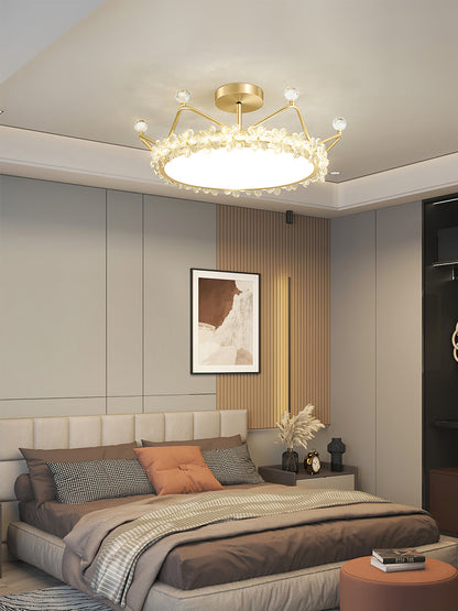 RegalLuxe - Lámpara de Techo con Estilo de Corona y Difusión de Luz Acogedora