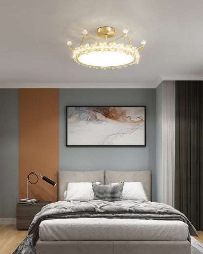 RegalLuxe - Lámpara de Techo con Estilo de Corona y Difusión de Luz Acogedora