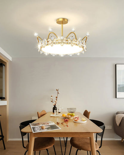 RegalLuxe - Lámpara de Techo con Estilo de Corona y Difusión de Luz Acogedora