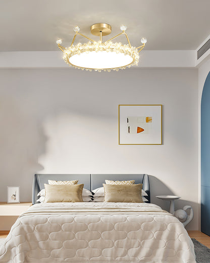 RegalLuxe - Lámpara de Techo con Estilo de Corona y Difusión de Luz Acogedora