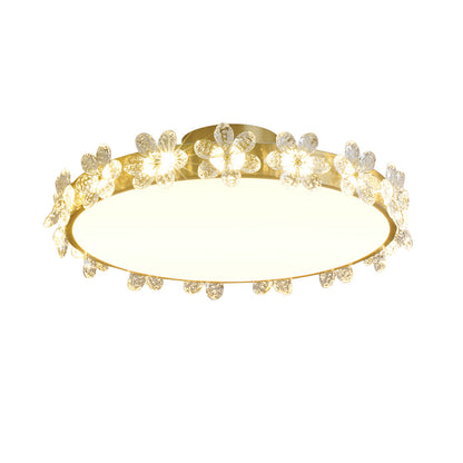 FloralCrystal - Loftlampe med krystalblade og subtil lysfordeling