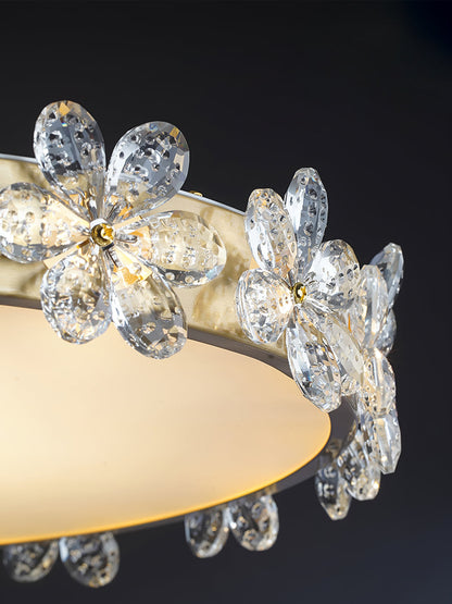 FloralCrystal - Loftlampe med krystalblade og subtil lysfordeling