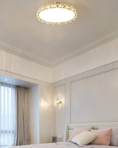 FloralCrystal - Loftlampe med krystalblade og subtil lysfordeling