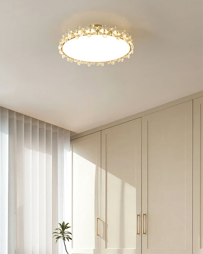 FloralCrystal - Loftlampe med krystalblade og subtil lysfordeling