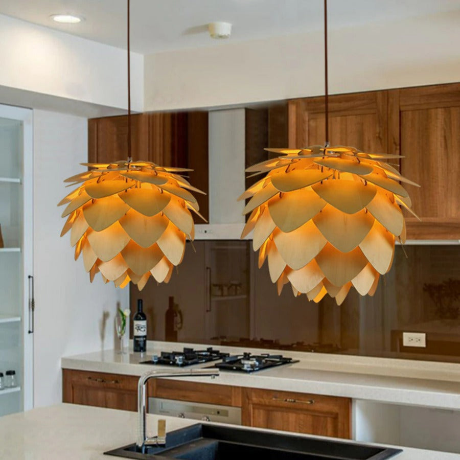 PineGlow | Rustic Elegant Wooden Kitchen Pendant Lighting Fixture 7