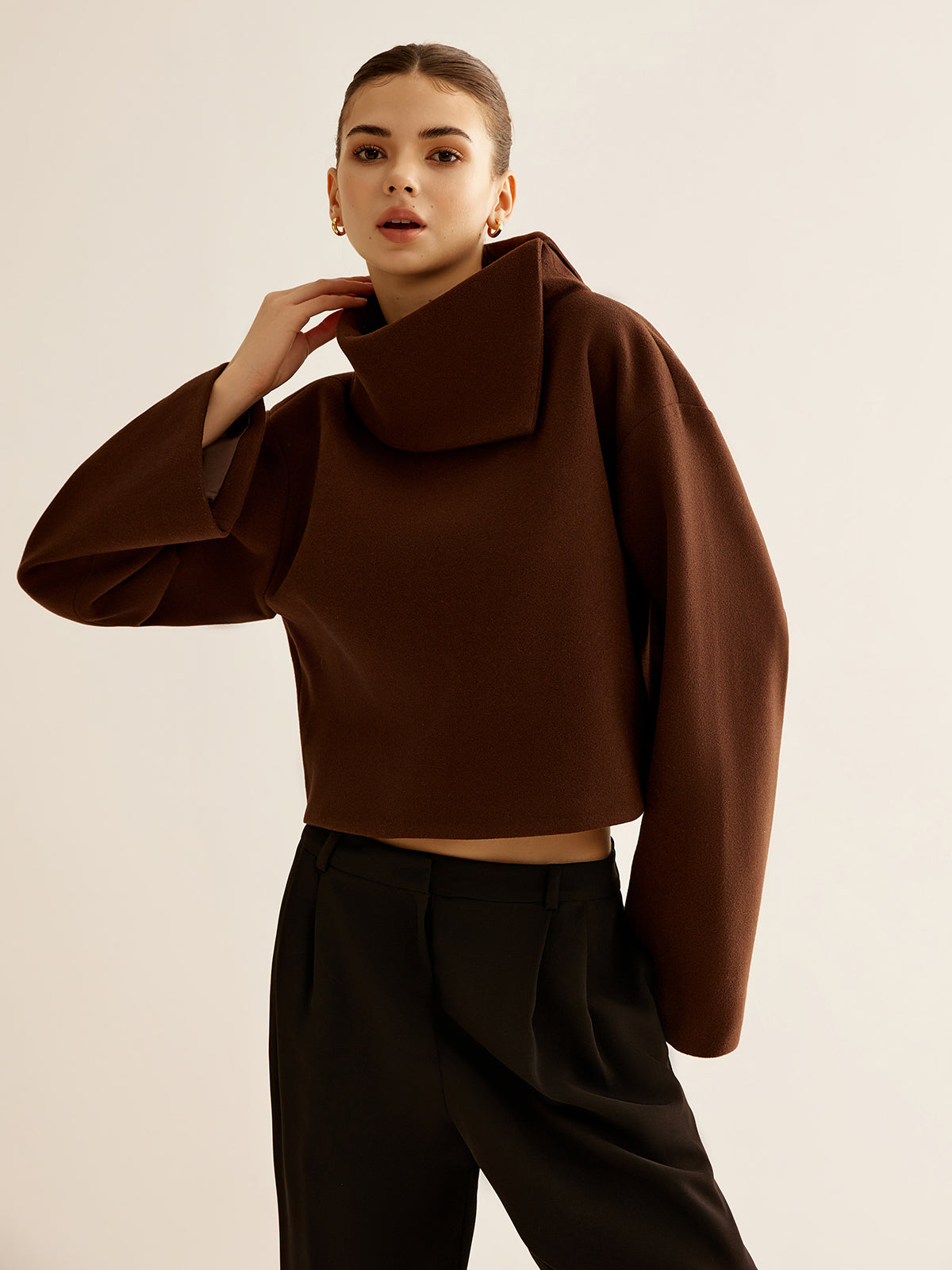 Plain Turtleneck Tweed Top 3