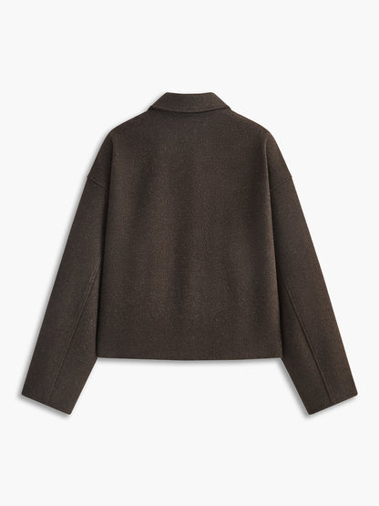 Plain Zipper Tweed Jacket 1