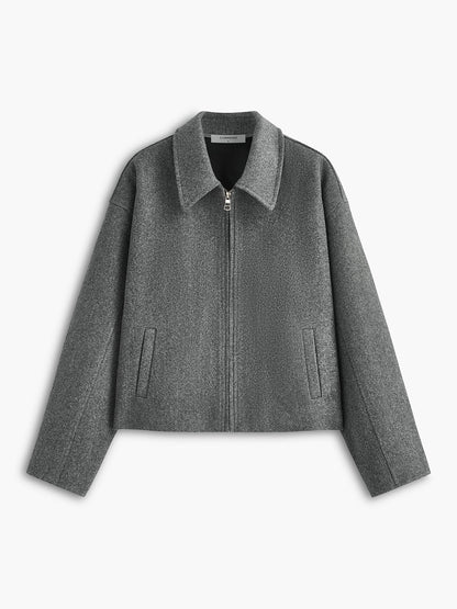 Plain Zipper Tweed Jacket 4