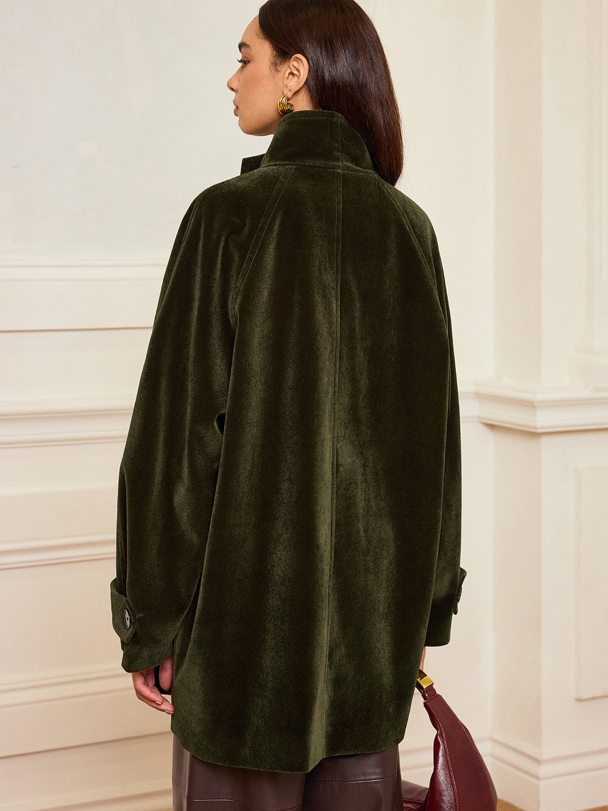 Pocketed Velvet Coat without Belt 6