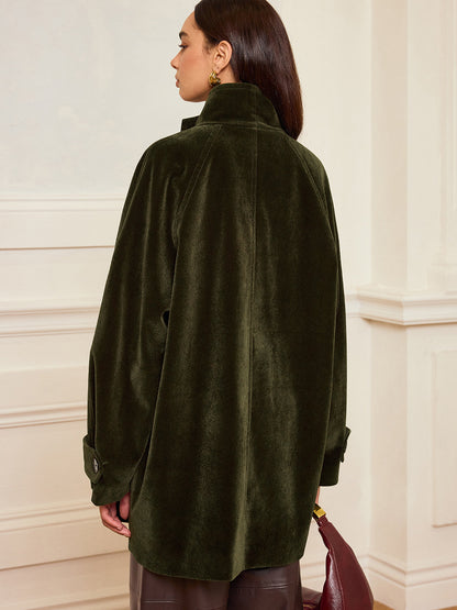 Pocketed Velvet Coat without Belt 6