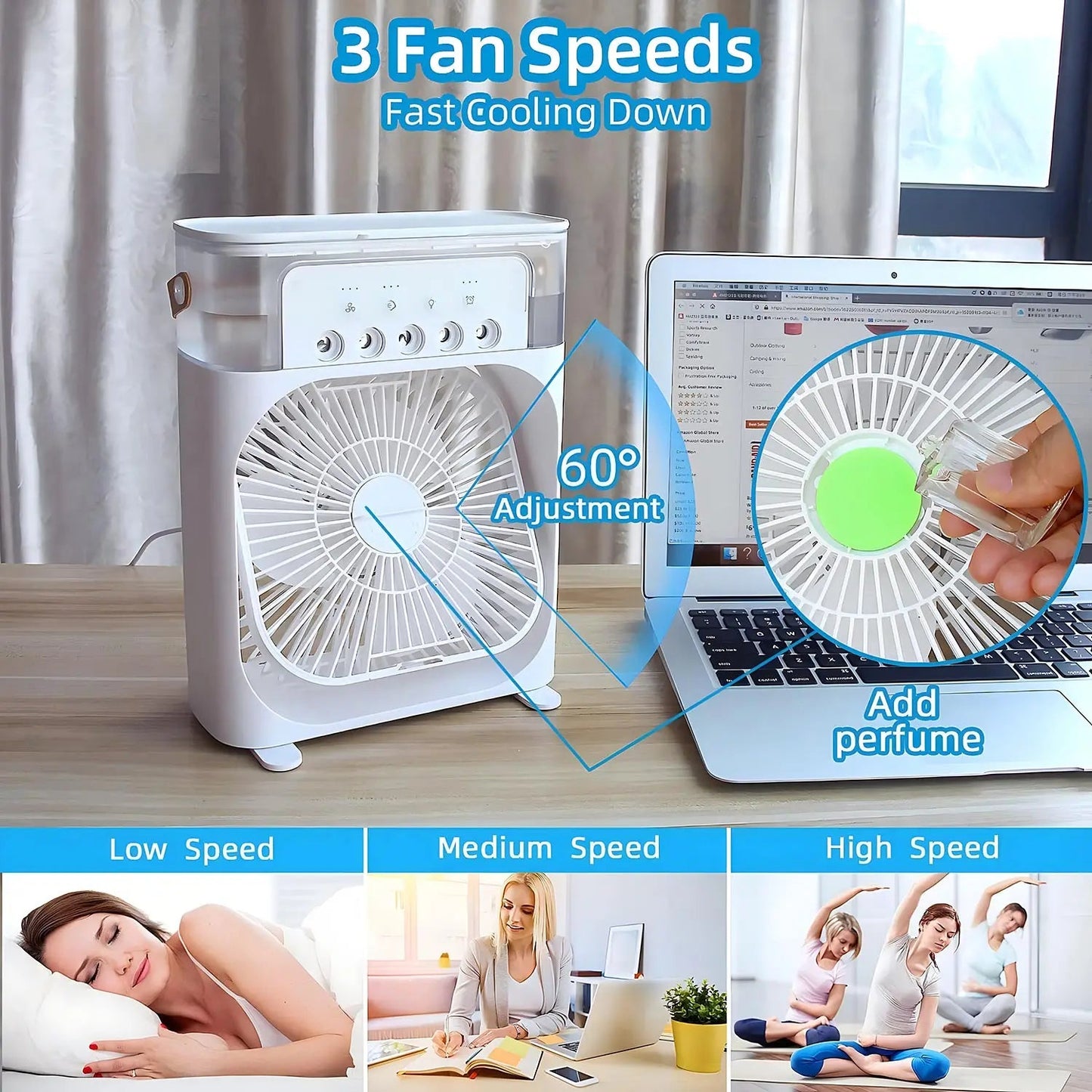Portable Air Cooler Fan with LED Light 2