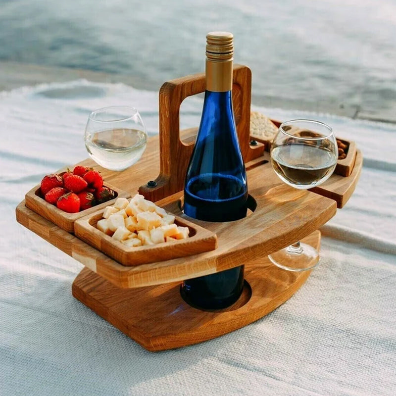 Portable wood-picnic wine table-Winenest 0