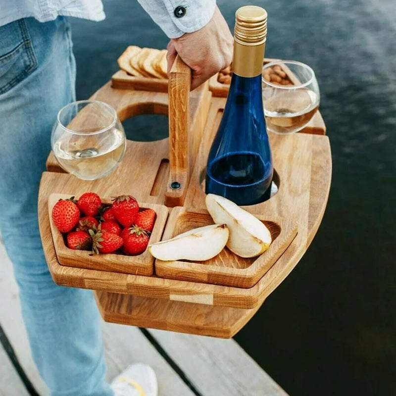 Portable wood-picnic wine table-Winenest 3