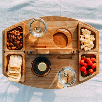 Portable wood-picnic wine table-Winenest 4