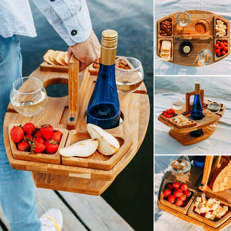 Portable wood-picnic wine table-Winenest 5