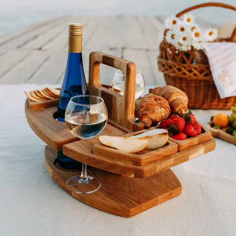 Portable wood-picnic wine table-Winenest 6