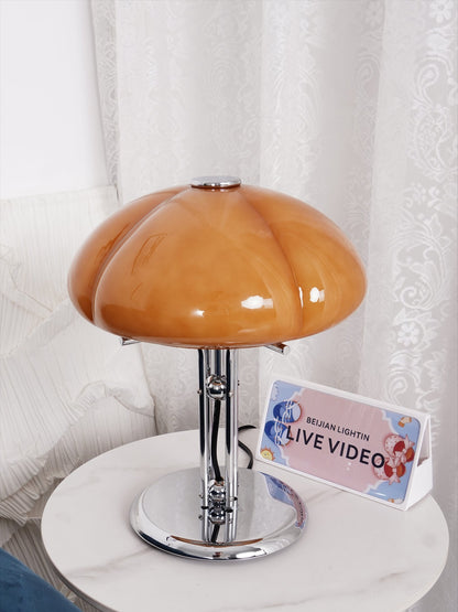 RetroGlow – Lampada da scrivania in vetro arancione